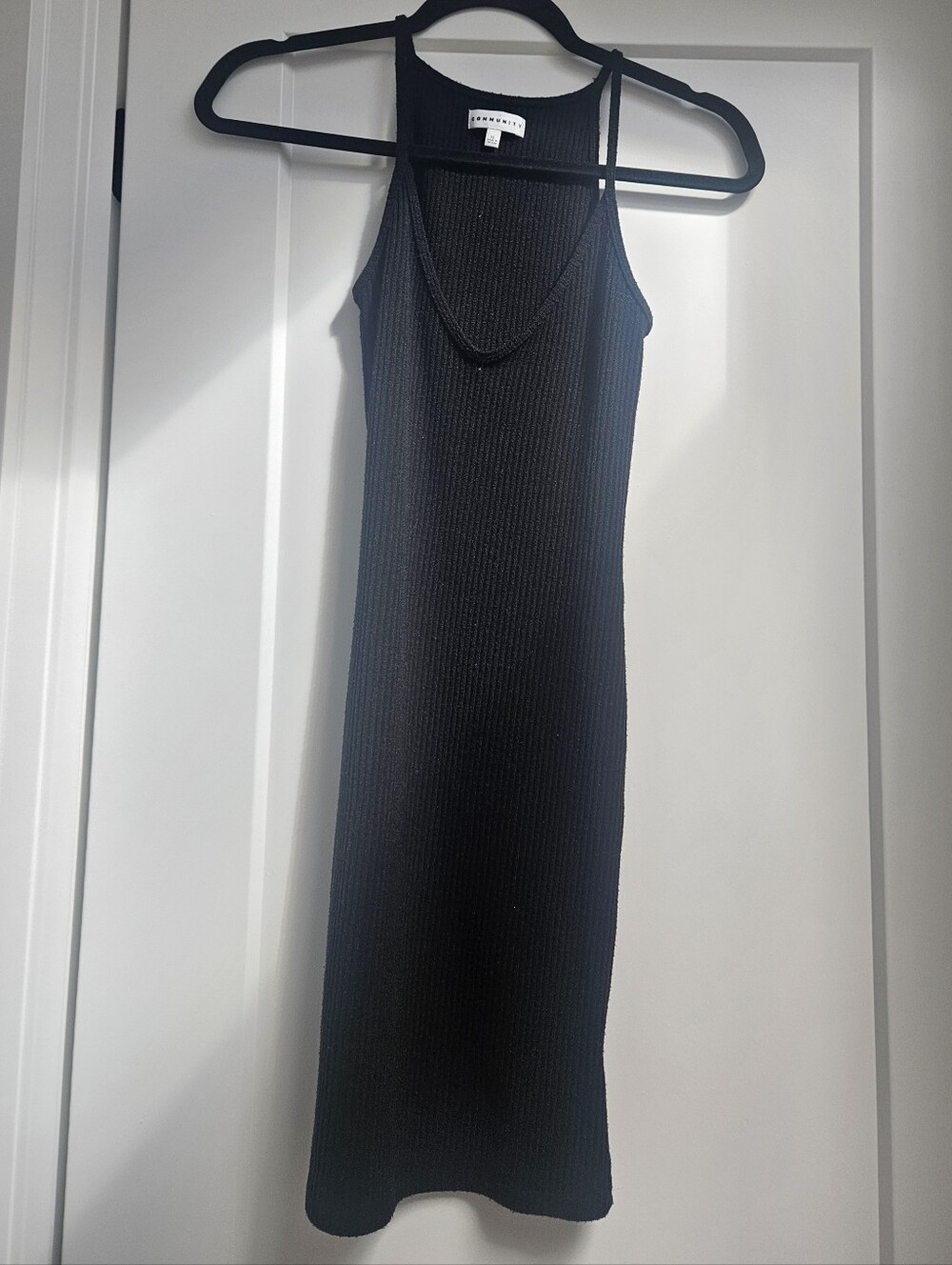 COMMUNITY Black Ribbed V-neck Bodycon Mini Dress XS Aritzia